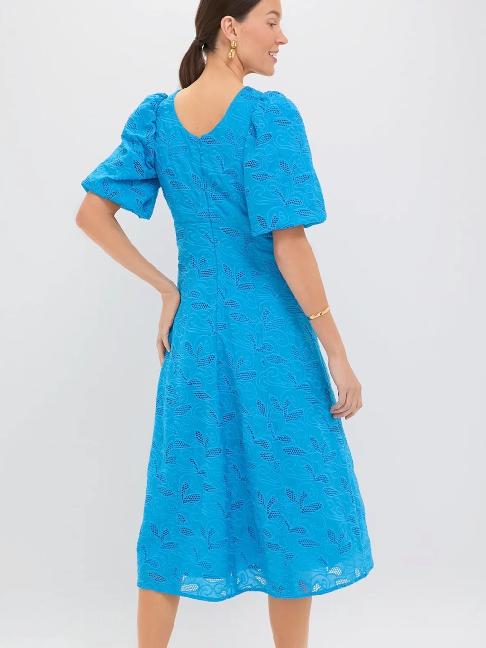 Tuckernuck HYACINTH HOUSE Azure Eyelet Ainsley Midi Dress Size L - Picture 7 of 13